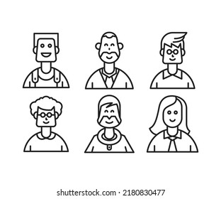 caracteres de personas y avatares establecen la ilustración de la línea