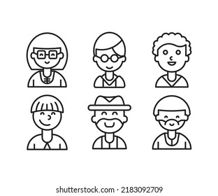 people characters and avatars set line illustration