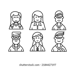 people characters and avatars set line illustration