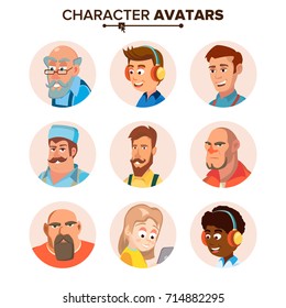 People Characters Avatars Set Vector. Cartoon Flat Isolated Illustration
