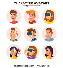 People Characters Avatars Set Vector. Cartoon Flat Isolated Illustration