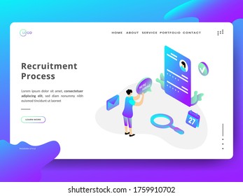 People Characters Choosing Best Candidate for Searching New Employee. Recruitment Process. Human Resource Management and Hiring Concept. template for web landing page, banner, social media