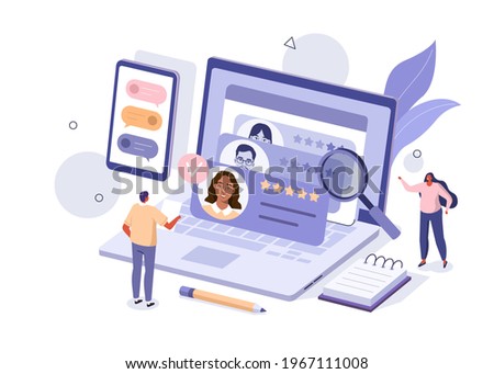 People Characters Choosing Best Candidate for Job. Hr Managers Searching New Employee. Recruitment Process. Human Resource Management and Hiring Concept. Flat Isometric Vector Illustration. Сток-фото © 