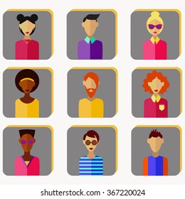 People characters. Different men and women, female and male icons. 