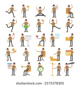 people characters in different poses illustration set