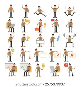 people characters in different poses illustration set