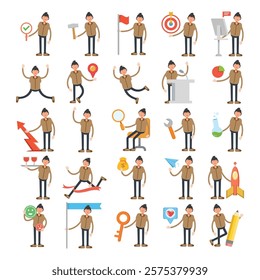 people characters in different poses illustration set