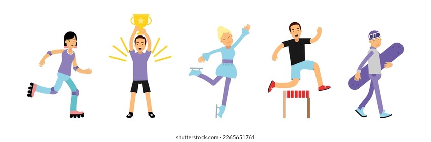 Personajes de la gente haciendo diferentes conjuntos de vectores de actividad deportiva