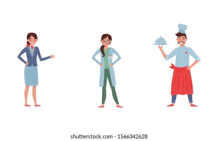 People Characters Engaging in Different Occupations Vector Illustrations