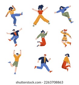 People Characters Falling Down After Slip on the Ground Vector Set