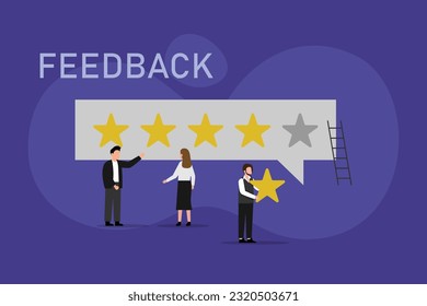 People Characters Giving Five Star Feedback 2d vector illustration concept for banner, website, illustration, landing page, flyer, etc.