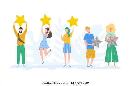 People Characters Holding Gold Stars Men Stock Vector (Royalty Free ...