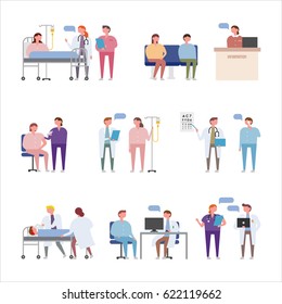 people characters in hospital vector illustration flat design