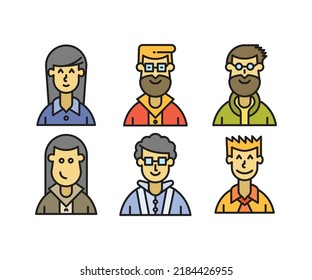 people characters icons set illustration