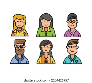 people characters icons set illustration