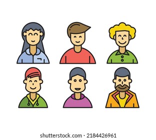 people characters icons set illustration