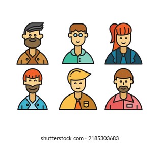 people characters icons set illustration