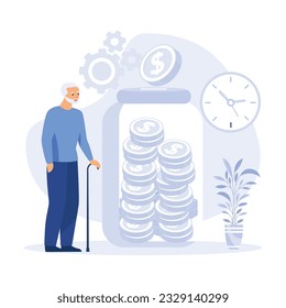 People characters investing money in pension fund. Health investment concept. flat vector modern illustration