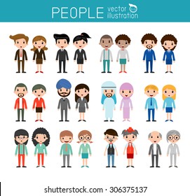 people characters, large group of people, vector background