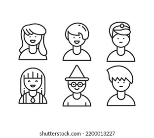 people characters and professions icons set