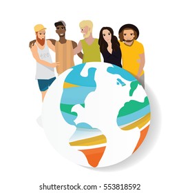 People characters scene. Friends spend time together enjoying. Stock vector