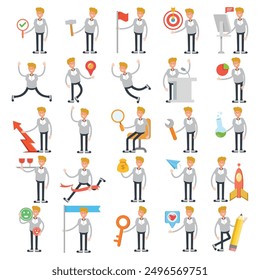 people characters set in various poses illustration