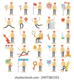 people characters set in various poses illustration