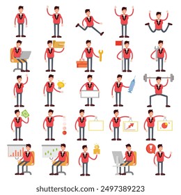 Personajes de personas ambientados en varias poses Ilustración