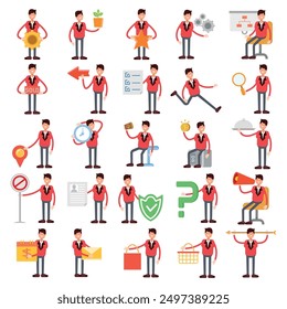 Personajes de personas ambientados en varias poses Ilustración