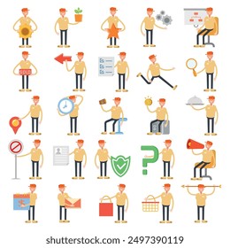 people characters set in various poses illustration