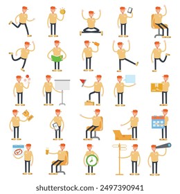 people characters set in various poses illustration