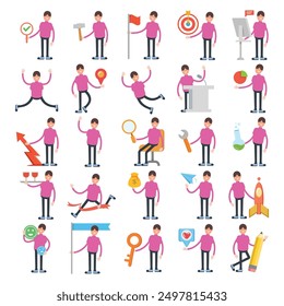 Menschen Zeichen in verschiedenen Posen Illustration gesetzt