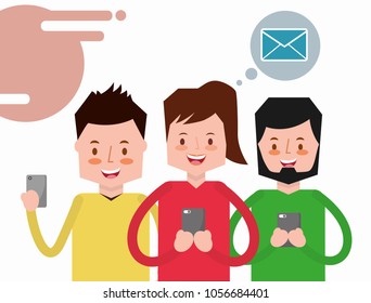 people characters with smartphone