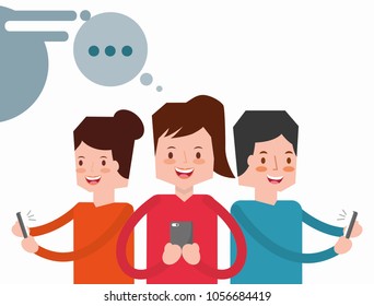 people characters with smartphone