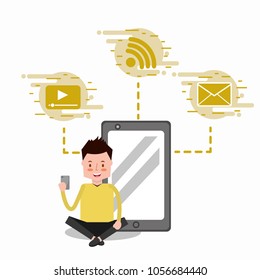 people characters with smartphone