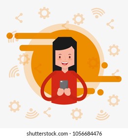 people characters with smartphone