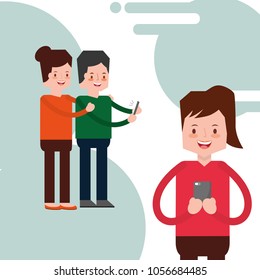 people characters with smartphone