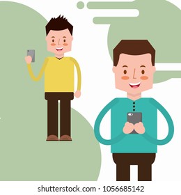 people characters with smartphone