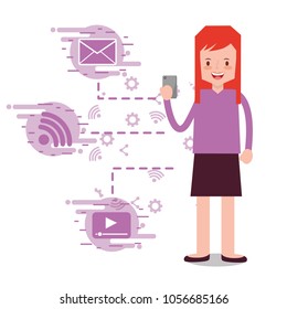people characters with smartphone
