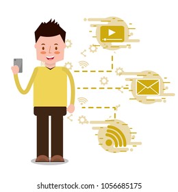 people characters with smartphone