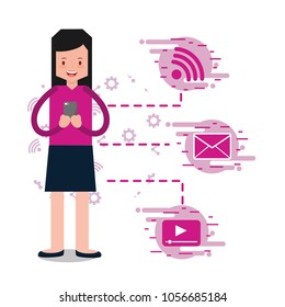 people characters with smartphone