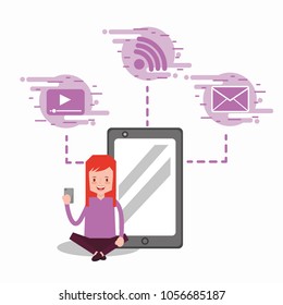 people characters with smartphone