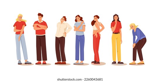 People Characters Suffering from Pain or Ache in Different Body Parts Vector Set