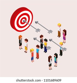 people characters target marketing business isometric