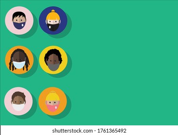 People characters wearing face masks during the coronavirus pandemic