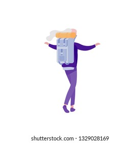 People characters woman for hiking and trekking, holiday travel vector, hiker and tourism illustration. Happy Tourists travelling with friends dancing and hugging