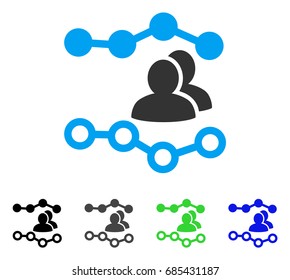 People Charts flat vector pictogram. Colored people charts gray, black, blue, green icon versions. Flat icon style for application design.