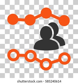 People Charts icon. Vector illustration style is flat iconic bicolor symbol, orange and gray colors, transparent background. Designed for web and software interfaces.