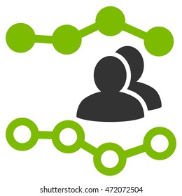 People Charts icon. Vector style is bicolor flat iconic symbol with rounded angles, eco green and gray colors, white background.