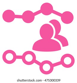People Charts icon. Vector style is flat iconic symbol with rounded angles, pink color, white background.